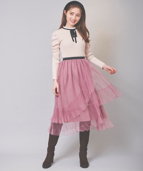 31 Sons de mode（トランテアン　ソン　ドゥ　モード）の「シャーリング袖ニット（ニット/セーター・レディース・クリーム/ラベンダー/ブラック・36）」の20枚目の写真