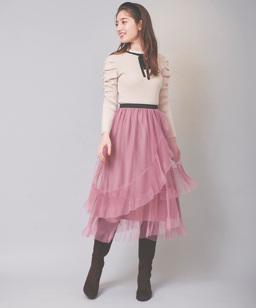 31 Sons de mode（トランテアン　ソン　ドゥ　モード）の「シャーリング袖ニット（ニット/セーター・レディース・クリーム/ラベンダー/ブラック・36）」の22枚目の写真