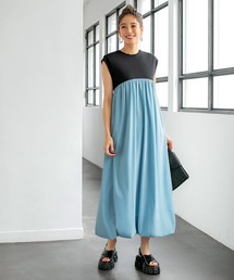 【LUXE】切替ロングバルーンワンピース