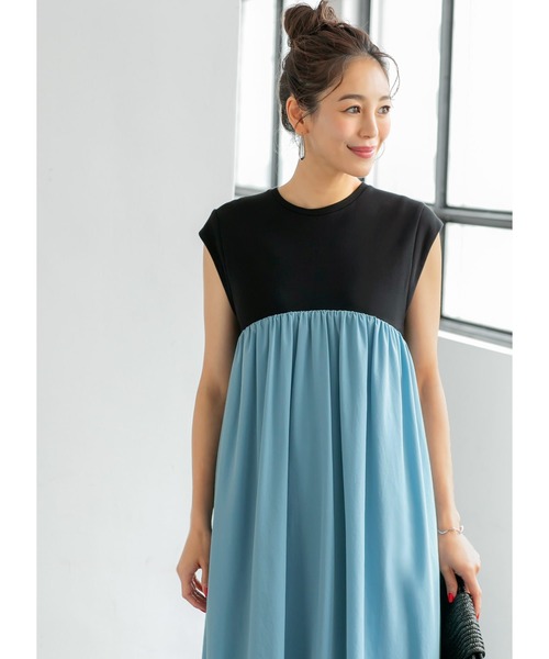 STYLE DELI(スタイルデリ)の「【LUXE】切替ロングバルーンワンピース(ワンピース・レディース・ベージュ/ブルー・01/02)」の7枚目の写真