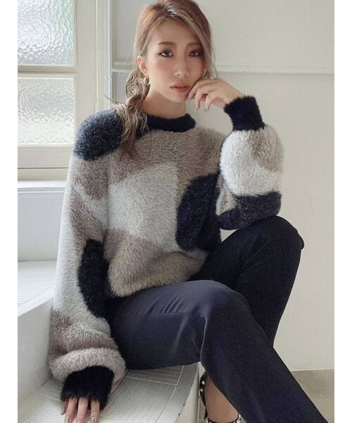 RESEXXY(リゼクシー)の「バイカラーニュアンスニットプルオーバー(ニット/セーター・レディース・ブラック/グリーン/ブラウン・FREE)」の1枚目の写真