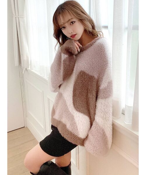 RESEXXY(リゼクシー)の「バイカラーニュアンスニットプルオーバー(ニット/セーター・レディース・ブラック/グリーン/ブラウン・FREE)」の4枚目の写真