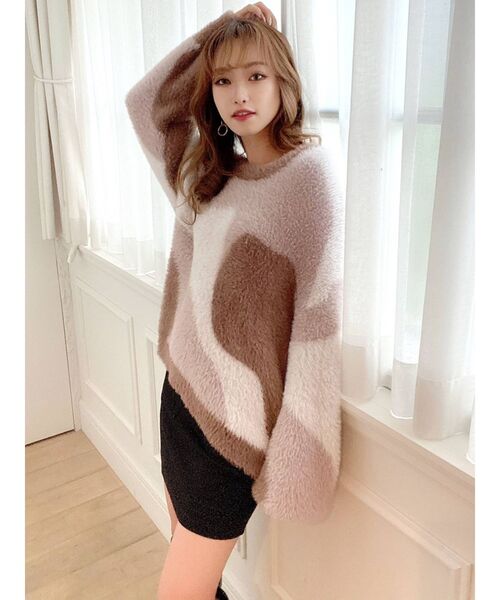 RESEXXY(リゼクシー)の「バイカラーニュアンスニットプルオーバー(ニット/セーター・レディース・ブラック/グリーン/ブラウン・FREE)」の7枚目の写真