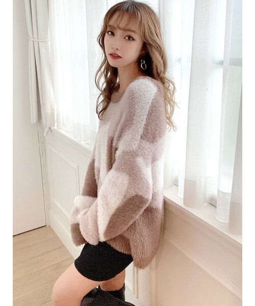 RESEXXY(リゼクシー)の「バイカラーニュアンスニットプルオーバー(ニット/セーター・レディース・ブラック/グリーン/ブラウン・FREE)」の8枚目の写真