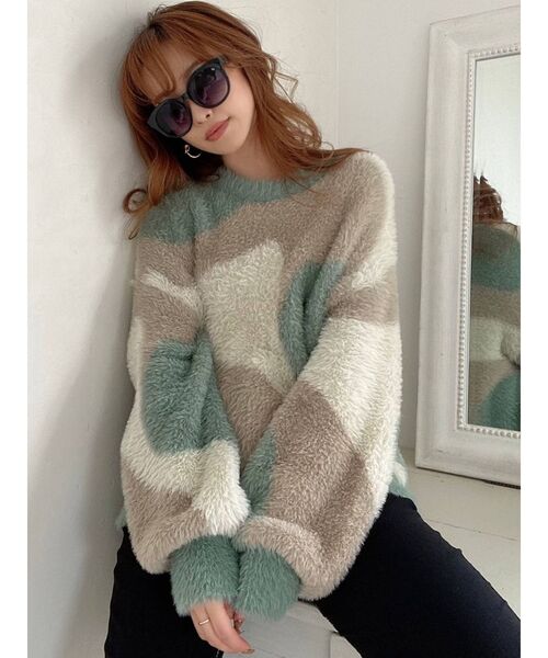 RESEXXY(リゼクシー)の「バイカラーニュアンスニットプルオーバー(ニット/セーター・レディース・ブラック/グリーン/ブラウン・FREE)」の10枚目の写真