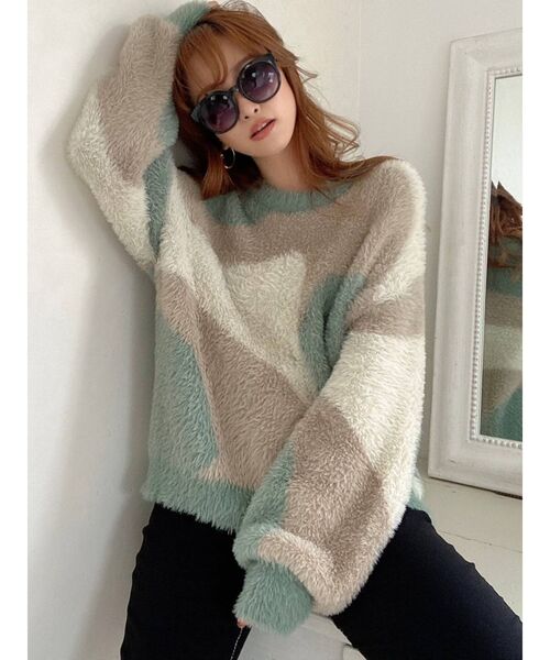 RESEXXY(リゼクシー)の「バイカラーニュアンスニットプルオーバー(ニット/セーター・レディース・ブラック/グリーン/ブラウン・FREE)」の11枚目の写真