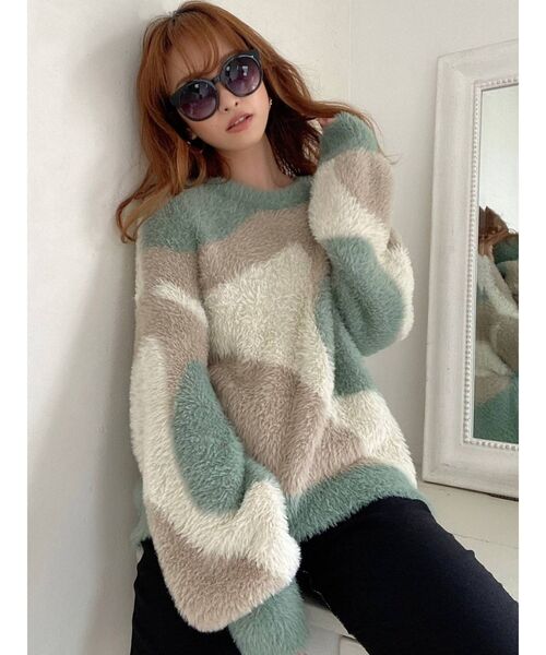 RESEXXY(リゼクシー)の「バイカラーニュアンスニットプルオーバー(ニット/セーター・レディース・ブラック/グリーン/ブラウン・FREE)」の12枚目の写真