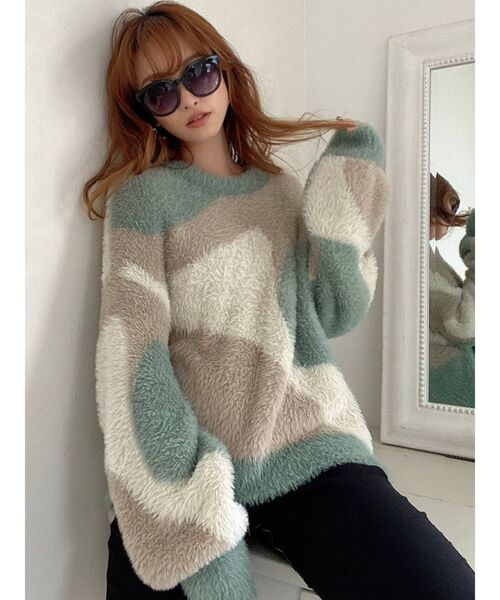 RESEXXY(リゼクシー)の「バイカラーニュアンスニットプルオーバー(ニット/セーター・レディース・ブラック/グリーン/ブラウン・FREE)」の13枚目の写真