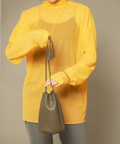 KBF（ケイビーエフ）の「カガリステッチ巾着BAG（ショルダーバッグ・レディース・ブラック/ベージュ/カーキ・ONE）」の7枚目の写真