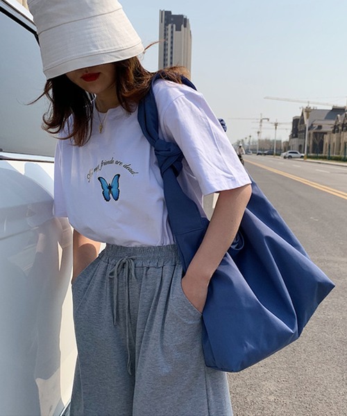 aimoha（アイモハ）の「シンプルナイロントートバッグ（トートバッグ・レディース・ブラック/ベージュ/ブルー/グリーン/ライトグレー/ブラウン/ラベンダー/マスタード/オレンジ/カーキ/ライトグリーン/ピンク/ダークグレー/ミント/ネイビー・FREE）」の18枚目の写真