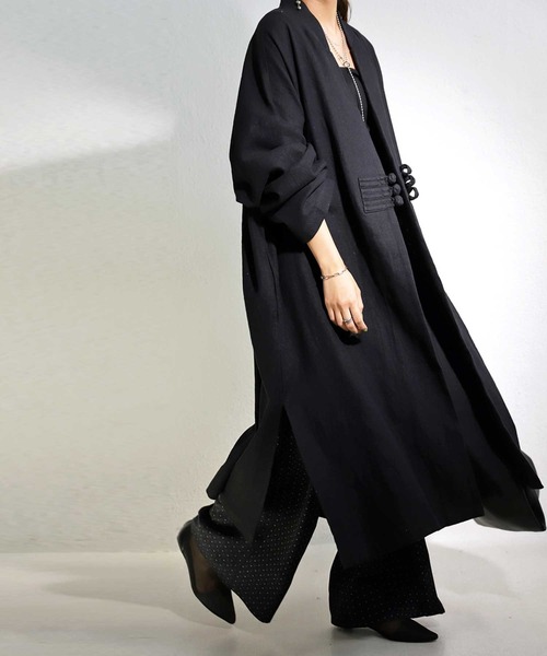 アンティカ kyo アシメ デザイン ノーカラー ジャケット ブラック アシメデザインジャケット（ノーカラージャケット）｜antiqua