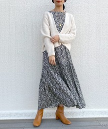 プリントティアードロングワンピース