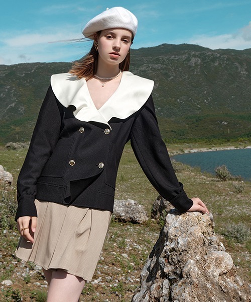 Fano Studios（ファノ ストゥディオズ）の「【Fano Studios】Flare sailor collar double jacket FQ21W086（テーラードジャケット・レディース・ブラック・L/M/S）」の13枚目の写真