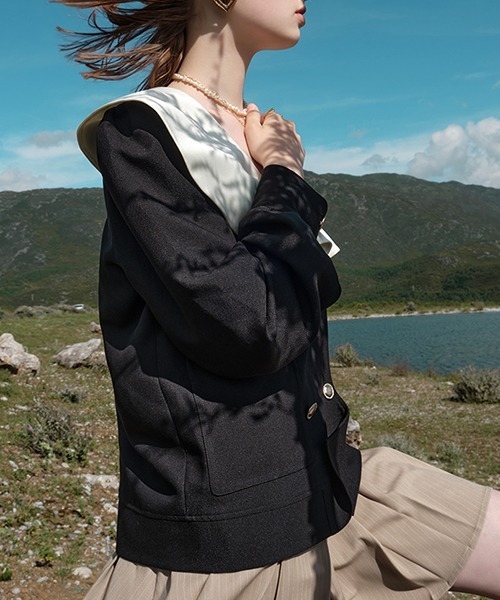 Fano Studios（ファノ ストゥディオズ）の「【Fano Studios】Flare sailor collar double jacket FQ21W086（テーラードジャケット・レディース・ブラック・L/M/S）」の14枚目の写真