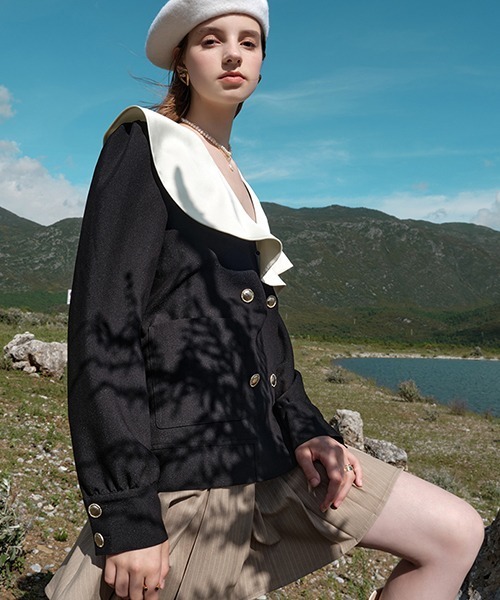 Fano Studios（ファノ ストゥディオズ）の「【Fano Studios】Flare sailor collar double jacket FQ21W086（テーラードジャケット・レディース・ブラック・L/M/S）」の15枚目の写真