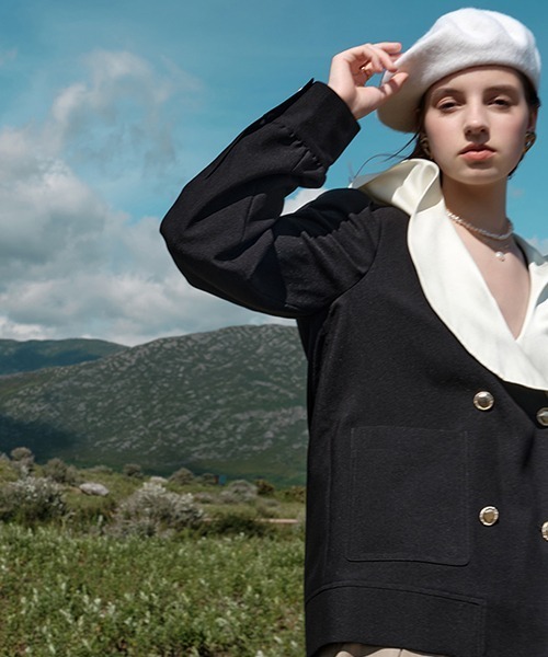 Fano Studios（ファノ ストゥディオズ）の「【Fano Studios】Flare sailor collar double jacket FQ21W086（テーラードジャケット・レディース・ブラック・L/M/S）」の19枚目の写真