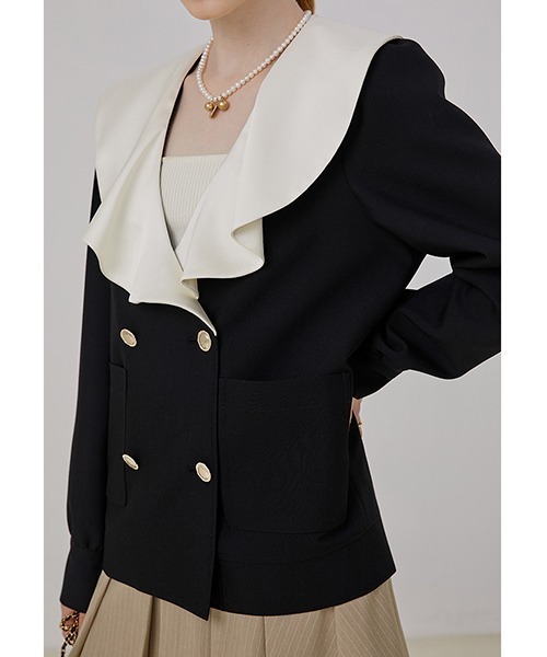 Fano Studios（ファノ ストゥディオズ）の「【Fano Studios】Flare sailor collar double jacket FQ21W086（テーラードジャケット・レディース・ブラック・L/M/S）」の9枚目の写真