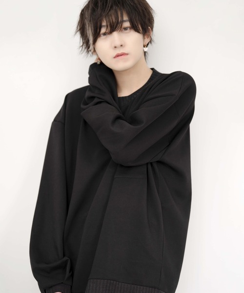 anown（アノン）の「loose silhouette ponte fabric sweat/ルーズシルエット　ポンチスウェット【インフルエンサー けんいちろー×anown 限定コラボ】（スウェット・メンズ・チャコールグレー/ブラック・S/M/L）」の2枚目の写真