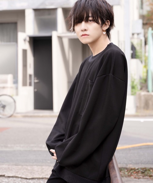 anown（アノン）の「loose silhouette ponte fabric sweat/ルーズシルエット　ポンチスウェット【インフルエンサー けんいちろー×anown 限定コラボ】（スウェット・メンズ・チャコールグレー/ブラック・S/M/L）」の6枚目の写真