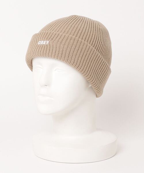 OBEY（オベイ）の「OBEY/オベイ　アクリル ニットビーニー（ニットキャップ/ビーニー・メンズ・ネイビー/ブラック/ベージュ/キャメル/ブラウン/グリーン・FREE）」の3枚目の写真