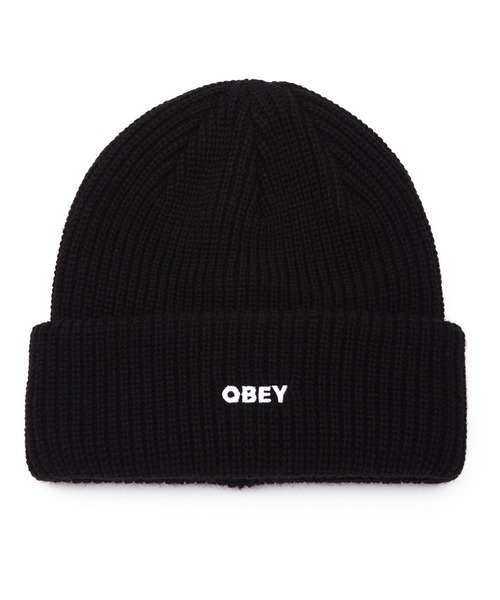 OBEY（オベイ）の「OBEY/オベイ　アクリル ニットビーニー（ニットキャップ/ビーニー・メンズ・ネイビー/ブラック/ベージュ/キャメル/ブラウン/グリーン・FREE）」の2枚目の写真