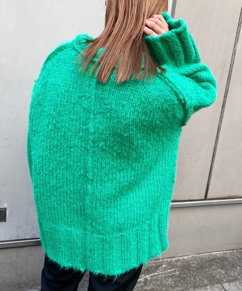 one after another NICE CLAUP（ワンアフターアナザーナイスクラップ）の「カラーが決め手。リンキングデザインのカラフルニット（ニット/セーター・レディース・サックスブルー/アイボリー/ピンク/ライトピンク/グリーン/ブラック・FREE）」の3枚目の写真