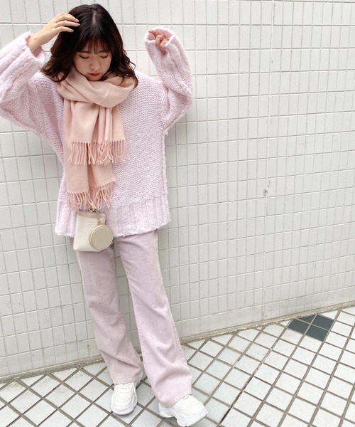 one after another NICE CLAUP（ワンアフターアナザーナイスクラップ）の「カラーが決め手。リンキングデザインのカラフルニット（ニット/セーター・レディース・サックスブルー/アイボリー/ピンク/ライトピンク/グリーン/ブラック・FREE）」の10枚目の写真