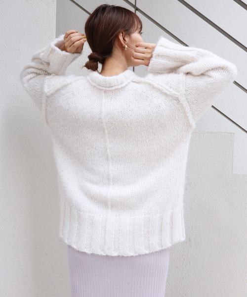 one after another NICE CLAUP（ワンアフターアナザーナイスクラップ）の「カラーが決め手。リンキングデザインのカラフルニット（ニット/セーター・レディース・サックスブルー/アイボリー/ピンク/ライトピンク/グリーン/ブラック・FREE）」の18枚目の写真