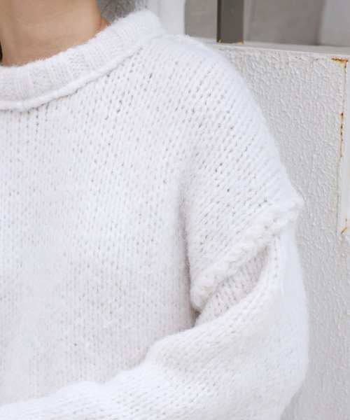 one after another NICE CLAUP（ワンアフターアナザーナイスクラップ）の「カラーが決め手。リンキングデザインのカラフルニット（ニット/セーター・レディース・サックスブルー/アイボリー/ピンク/ライトピンク/グリーン/ブラック・FREE）」の20枚目の写真