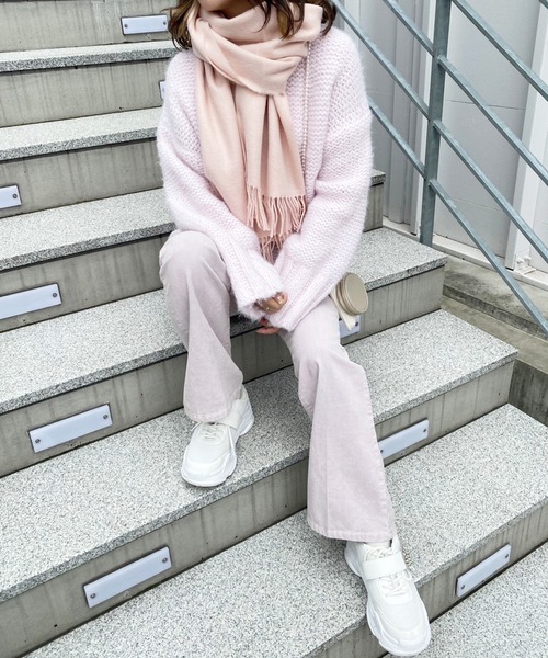 one after another NICE CLAUP（ワンアフターアナザーナイスクラップ）の「カラーが決め手。リンキングデザインのカラフルニット（ニット/セーター・レディース・サックスブルー/アイボリー/ピンク/ライトピンク/グリーン/ブラック・FREE）」の11枚目の写真