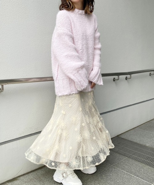 one after another NICE CLAUP（ワンアフターアナザーナイスクラップ）の「カラーが決め手。リンキングデザインのカラフルニット（ニット/セーター・レディース・サックスブルー/アイボリー/ピンク/ライトピンク/グリーン/ブラック・FREE）」の16枚目の写真