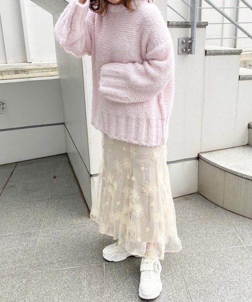 one after another NICE CLAUP（ワンアフターアナザーナイスクラップ）の「カラーが決め手。リンキングデザインのカラフルニット（ニット/セーター・レディース・サックスブルー/アイボリー/ピンク/ライトピンク/グリーン/ブラック・FREE）」の15枚目の写真