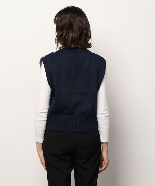 Figments（フィグメンツ）の「千鳥柄ニットベスト(マルチ）（ベスト・レディース・ネイビー/ブラウン/ホワイト・FREE）」の12枚目の写真