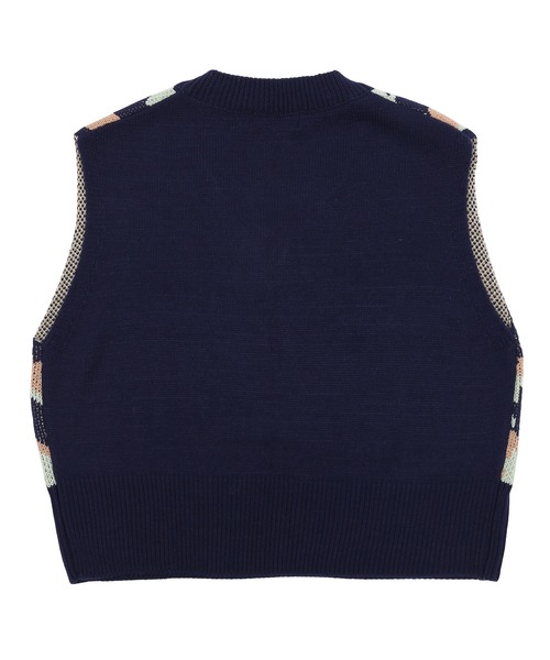 Figments（フィグメンツ）の「千鳥柄ニットベスト(マルチ）（ベスト・レディース・ネイビー/ブラウン/ホワイト・FREE）」の11枚目の写真