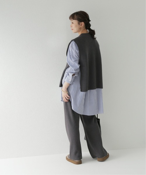 JOURNAL STANDARD relume(ジャーナルスタンダード レリューム)の「タスマニアウールストレートパンツ(その他パンツ・レディース・チャコールグレー/ホワイト・FREE)」の4枚目の写真