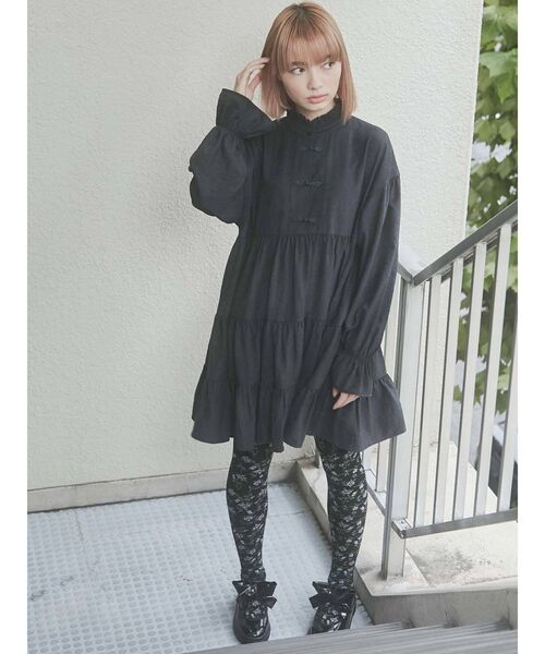 merry jenny（メリージェニー）の「ピーチスタンドカラーチャイナワンピース（ワンピース・レディース・ブラック/ベージュ/パープル・FREE）」の8枚目の写真