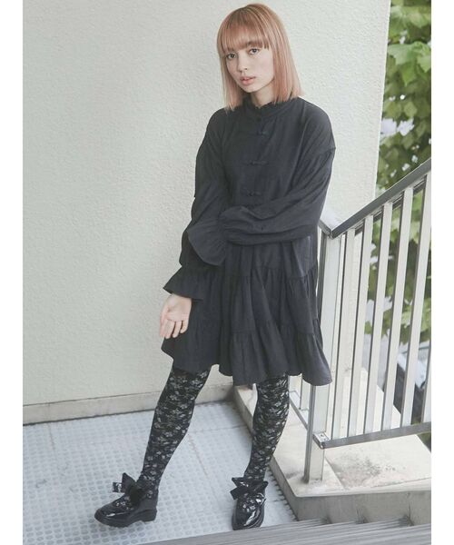 merry jenny（メリージェニー）の「ピーチスタンドカラーチャイナワンピース（ワンピース・レディース・ブラック/ベージュ/パープル・FREE）」の9枚目の写真