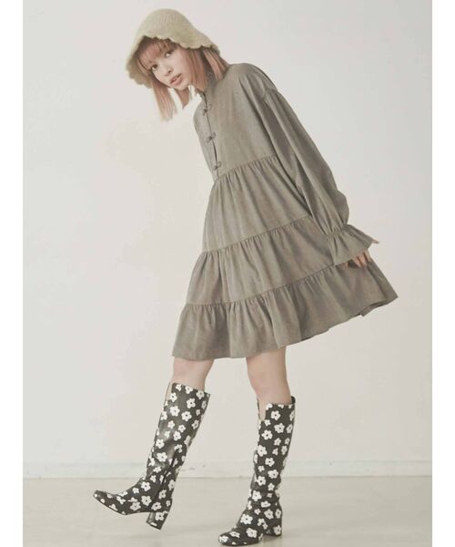 merry jenny（メリージェニー）の「ピーチスタンドカラーチャイナワンピース（ワンピース・レディース・ブラック/ベージュ/パープル・FREE）」の10枚目の写真