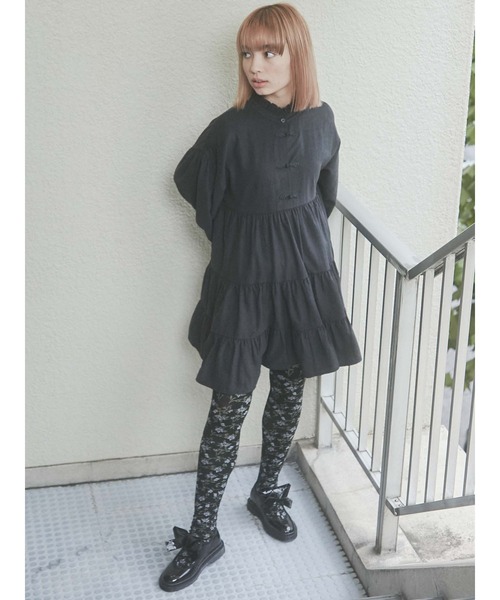 merry jenny（メリージェニー）の「ピーチスタンドカラーチャイナワンピース（ワンピース・レディース・ブラック/ベージュ/パープル・FREE）」の13枚目の写真