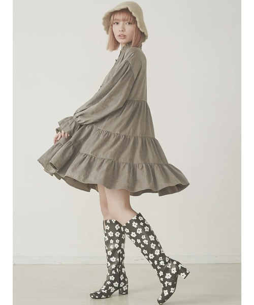 merry jenny（メリージェニー）の「ピーチスタンドカラーチャイナワンピース（ワンピース・レディース・ブラック/ベージュ/パープル・FREE）」の5枚目の写真