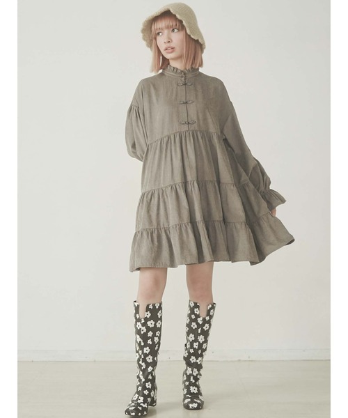 merry jenny（メリージェニー）の「ピーチスタンドカラーチャイナワンピース（ワンピース・レディース・ブラック/ベージュ/パープル・FREE）」の14枚目の写真