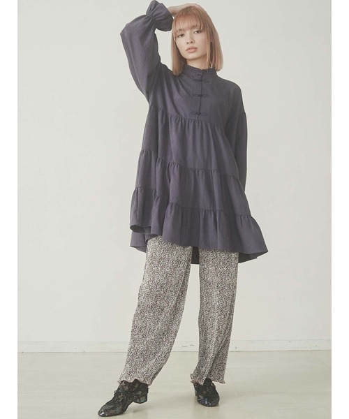 merry jenny（メリージェニー）の「ピーチスタンドカラーチャイナワンピース（ワンピース・レディース・ブラック/ベージュ/パープル・FREE）」の6枚目の写真