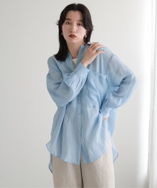 MJUKA.(ミューカ)の「AZUMADAKI DYEING RAMIE LONG SHIRT(シャツ/ブラウス・レディース・ホワイト/ピンク/サックスブルー/パープル/ブラック・FREE)」の3枚目の写真