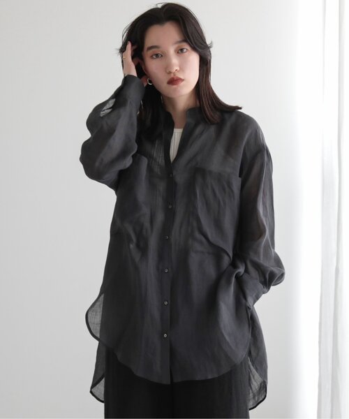 MJUKA.(ミューカ)の「AZUMADAKI DYEING RAMIE LONG SHIRT(シャツ/ブラウス・レディース・ホワイト/ピンク/サックスブルー/パープル/ブラック・FREE)」の2枚目の写真