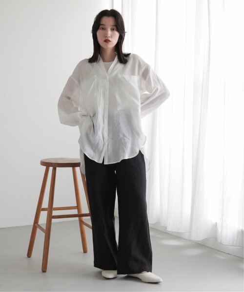 MJUKA.(ミューカ)の「AZUMADAKI DYEING RAMIE LONG SHIRT(シャツ/ブラウス・レディース・ホワイト/ピンク/サックスブルー/パープル/ブラック・FREE)」の8枚目の写真