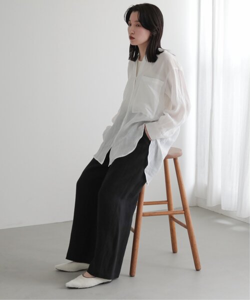 MJUKA.(ミューカ)の「AZUMADAKI DYEING RAMIE LONG SHIRT(シャツ/ブラウス・レディース・ホワイト/ピンク/サックスブルー/パープル/ブラック・FREE)」の9枚目の写真