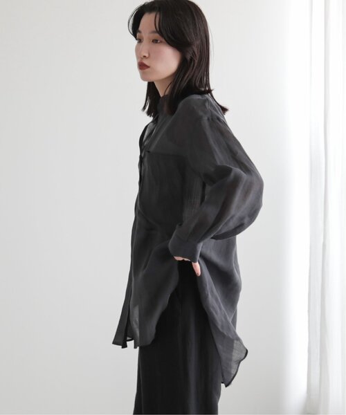 MJUKA.(ミューカ)の「AZUMADAKI DYEING RAMIE LONG SHIRT(シャツ/ブラウス・レディース・ホワイト/ピンク/サックスブルー/パープル/ブラック・FREE)」の11枚目の写真
