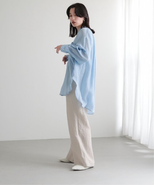 MJUKA.(ミューカ)の「AZUMADAKI DYEING RAMIE LONG SHIRT(シャツ/ブラウス・レディース・ホワイト/ピンク/サックスブルー/パープル/ブラック・FREE)」の17枚目の写真