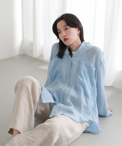 MJUKA.(ミューカ)の「AZUMADAKI DYEING RAMIE LONG SHIRT(シャツ/ブラウス・レディース・ホワイト/ピンク/サックスブルー/パープル/ブラック・FREE)」の18枚目の写真