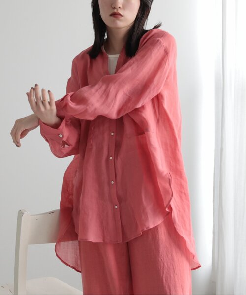 MJUKA.(ミューカ)の「AZUMADAKI DYEING RAMIE LONG SHIRT(シャツ/ブラウス・レディース・ホワイト/ピンク/サックスブルー/パープル/ブラック・FREE)」の20枚目の写真